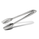 All-Clad front view of locking tongs showing polished finish and balanced grip benefit