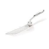 All-Clad front view slotted turner showing head and angle for precise flipping