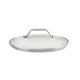All-Clad glass lid front view showing clear tempered glass and stainless rim benefits visibility