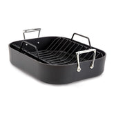 All-Clad HA1 roaster front view showing sleek hard-anodized finish and cooking capacity