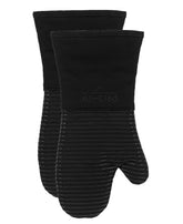 All-Clad mitts front view showing full 14x7 size and heavy-duty look for safety