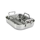 All-Clad roaster front view shows polished finish and roomy capacity for even roasting