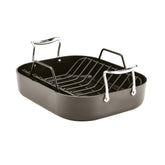 All-Clad roaster front view showing full pan and elegant finish for reliable roasting
