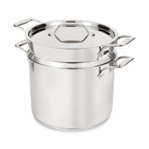 All‑Clad front view showing pot and removable insert, demonstrating capacity