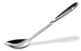 All-Clad slotted spoon front view showing polished head and draining benefit