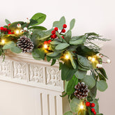 Alupssuc front view of both eucalyptus garlands showing length and lights