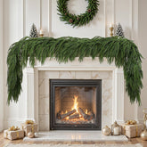 Alupssuc front view of 9ft Norfolk pine garland showing full length and lush look
