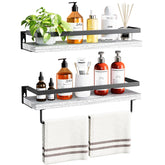 AMADA HOMEFURNISHING front view of two white floating shelves showing clean modern storage