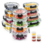 AMALEKO front view of full 34-piece set showing organized containers and lids for easy meal prep