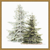 Amanti Art front view of framed canvas showing winter trees and festive charm