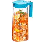 Amazing Abby pitcher front view showing slim blue clarity and serving-ready look