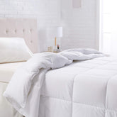 Amazon Basics comforter front view showing full king fit and clean finish