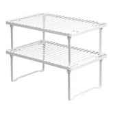 Amazon Basics front view shelf set showing neat cabinet organization benefit