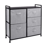 Amazon Basics front view of 5-drawer organizer showing sleek black storage and tidy appearance