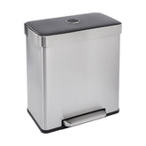 Amazon Basics front view of rectangular trash can showing sleek profile and space-saving design