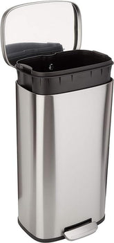 Amazon Basics front view satin nickel shows sleek smudge-resistant finish and compact shape