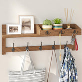 AMBIRD front view of wall hooks with shelf showing neat organization benefit