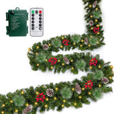 AMENON front view showing full 18ft garland and dense branches for instant impact