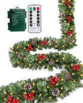 AMENON full-length garland on porch showing festive coverage and curb appeal