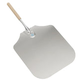 American Metalcraft front view of pizza peel showing full blade and handle, easy transferring benefit