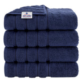 American Soft Linen folded towels front view showing plushness and quick-dry benefit