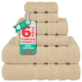 American Soft Linen folded towels front view showing plushness and coordinated set