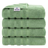 American Soft Linen front view of four-towel set showing coordinated colors and neat packaging, ideal for gifting
