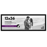 Americanflat 12x36 front view showing black frame and displayed poster benefit: elegant presentation