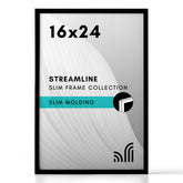 Americanflat 16x24 front view showing sleek black frame and clear plexiglass benefit: elegant display
