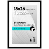 Americanflat front view of 18x26 black frame showing crisp presentation and modern look