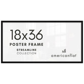 Americanflat 18x36 frame front view showing sleek black molding and gallery look