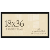 Americanflat front view of black 18x36 frame showcasing sleek display and protection