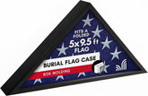 Americanflat front view of black triangular flag case showing dignified display