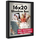 Americanflat front view of black shadow box frame showing polished presentation and secure display