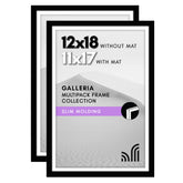 Americanflat front view of two black 12x18 frames showcasing a clean presentation benefit