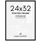 Americanflat front view of 24x32 black frame showing sleek profile and refined display benefit