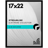 Americanflat front view of frame showing black slim molding and clean presentation benefit