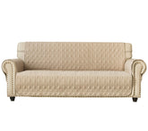 Ameritex front view beige sofa cover protecting sofa from spills