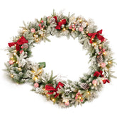 AMERZEST garland front view showing full 9ft length and decorations for instant curb appeal