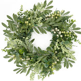AMF0RESJ front door wreath showing natural farmhouse welcome