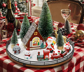 AMH village front view showing complete 12-piece centerpiece and festive appeal