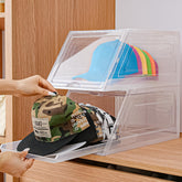 Amllas front view showing clear organizer and visible baseball cap for tidy display