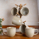 AmorArc front view of six mugs showing complete set and clean design