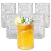 Amyoole front view of six hobnail glasses showing vintage look and durable design