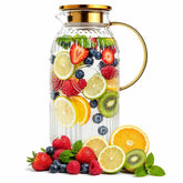 Amzcku pitcher front view showing vintage fluted glass and 2L capacity benefit