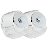 Anchor Hocking front view of two penny jars showing clear glass and lids for elegant display