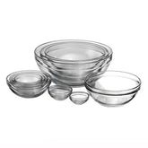 Anchor Hocking front view of full set showing clear glass and nesting benefit