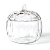 Anchor Hocking pumpkin jar front view showing clear glass and decorative shape for display