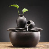 andady ceramic fountain front view shows sleek black finish and compact design benefit: elegant decor