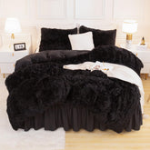 Andency front view of black king comforter showing plush appearance and cozy appeal